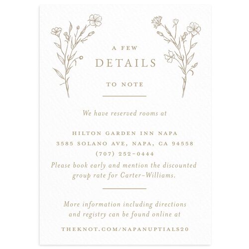 Natural Monogram Wedding Event Detail Cards Fawn Signature Standard