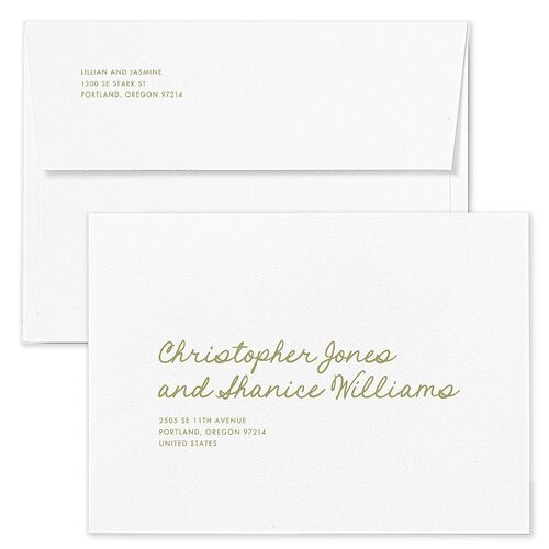 Hand Drawn Heart Photo Wedding Invitation Envelopes Moss Kraft Return Address Standard Signature