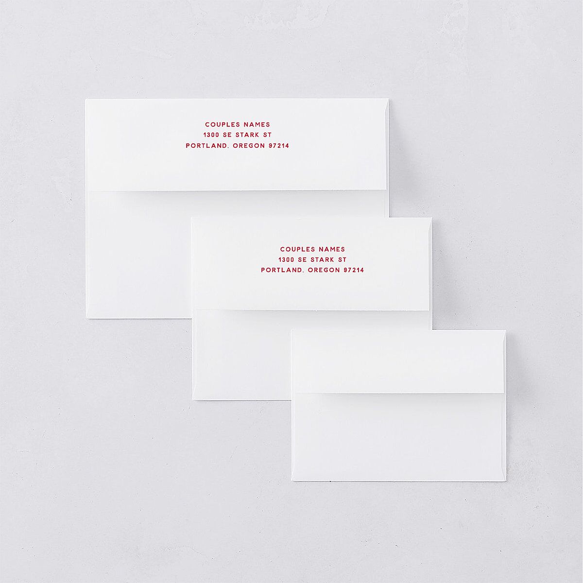 Vintage Heart Locket Wedding Invitation Envelopes Crimson White Both Recipient and Return Addresses Standard Signature