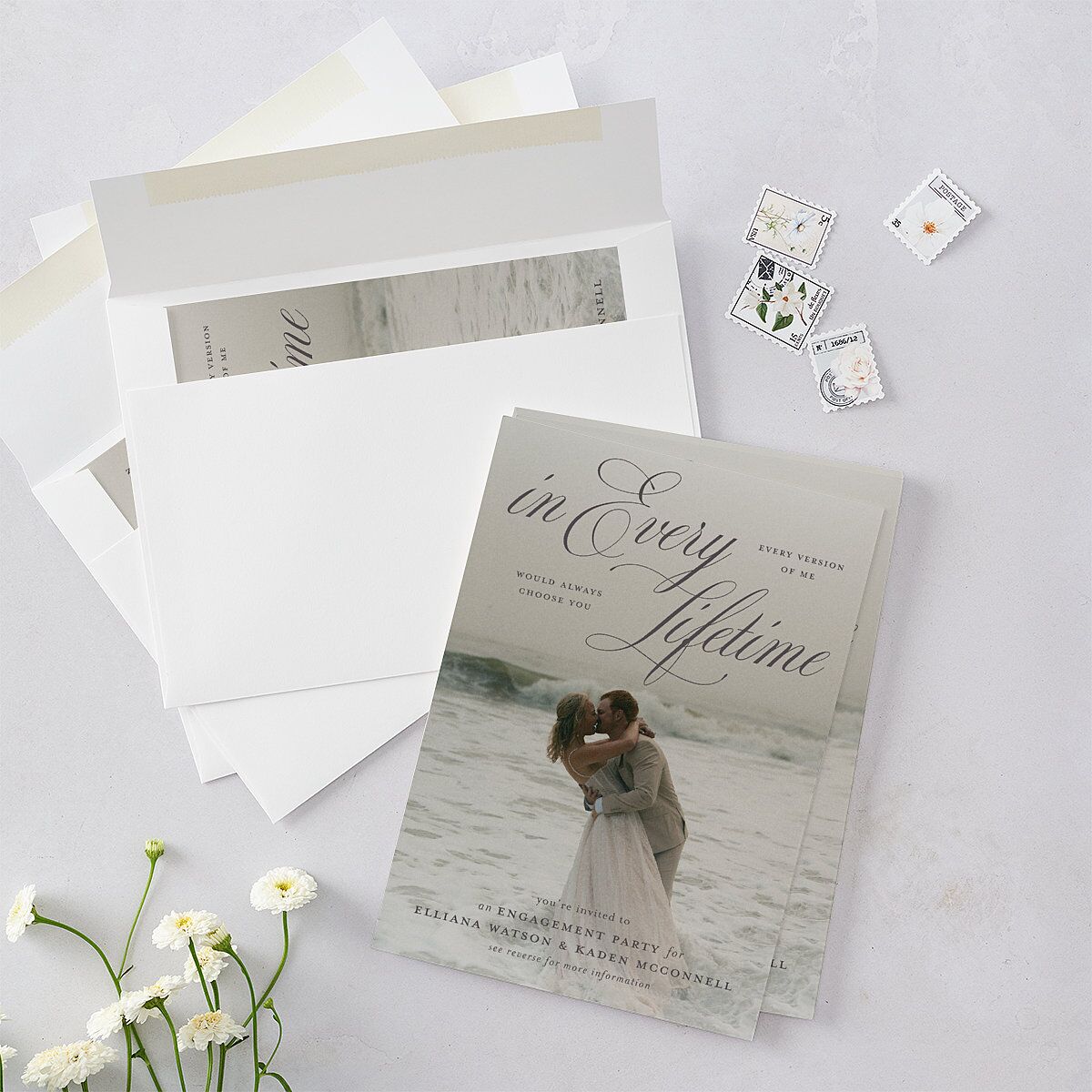 Grand Calligraphy Engagement Party Invitations Medieval Grey Signature Blank Standard