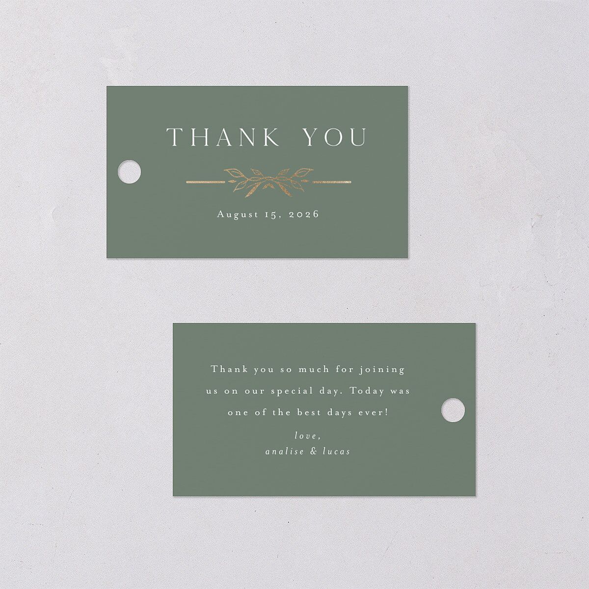 Monogram Leaves Favor Gift Tags Gold Eucalyptus Signature