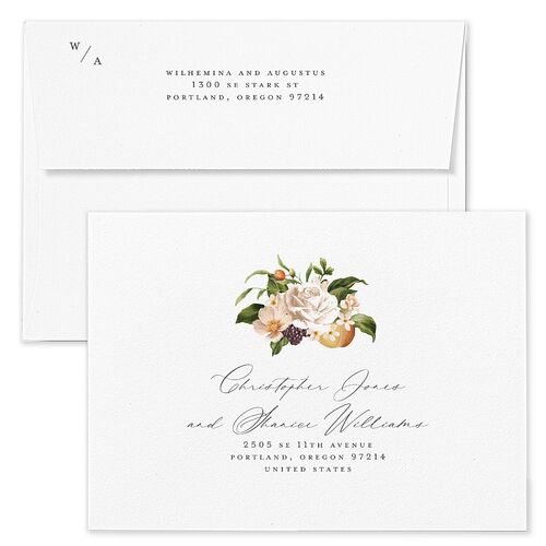 Botanical Citrus Garden Wedding Invitation Envelopes Blue Standard Linen Return Address Signature