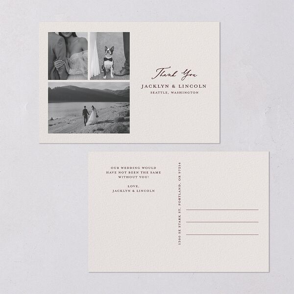 Elegant Vintage Images Thank You Postcards Burgundy