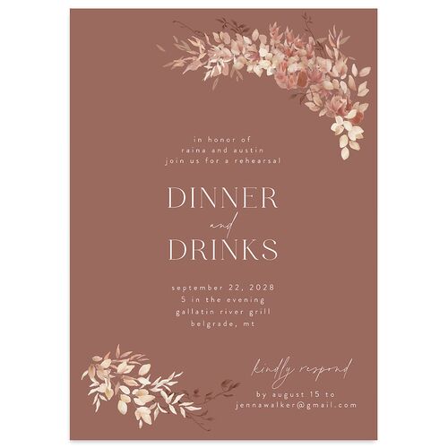Harvest Crescent Rehearsal Dinner Invitations Espresso Signature Blank Standard