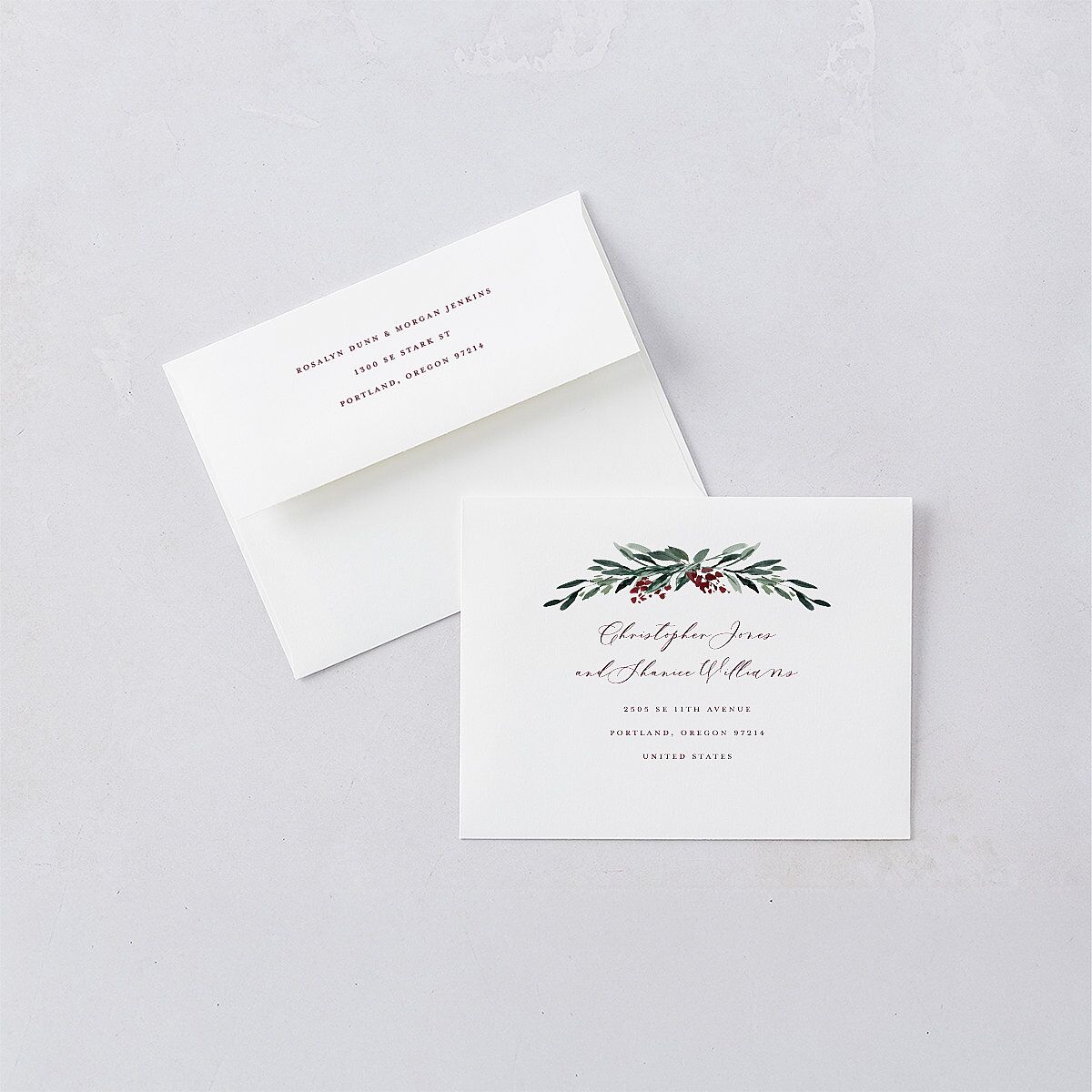 Gilded Botanical Save the Date Petite Cards Burgundy Signature smooth Blank No Standard