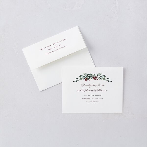 Gilded Botanical Save the Date Petite Cards Burgundy Signature smooth Blank No Standard
