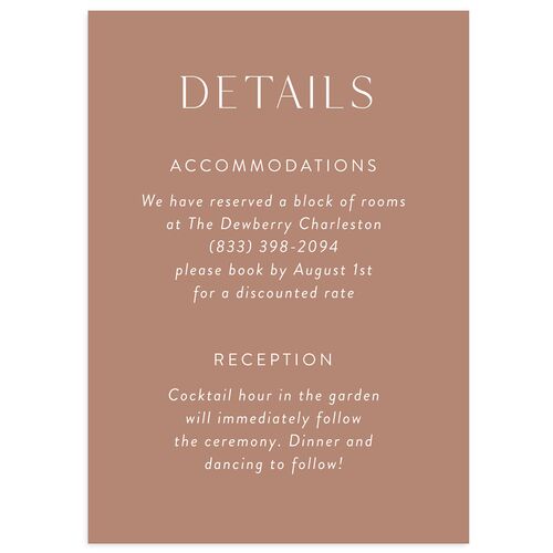 Simply Refined Photo Wedding Event Detail Cards Raw Sienna Signature Standard