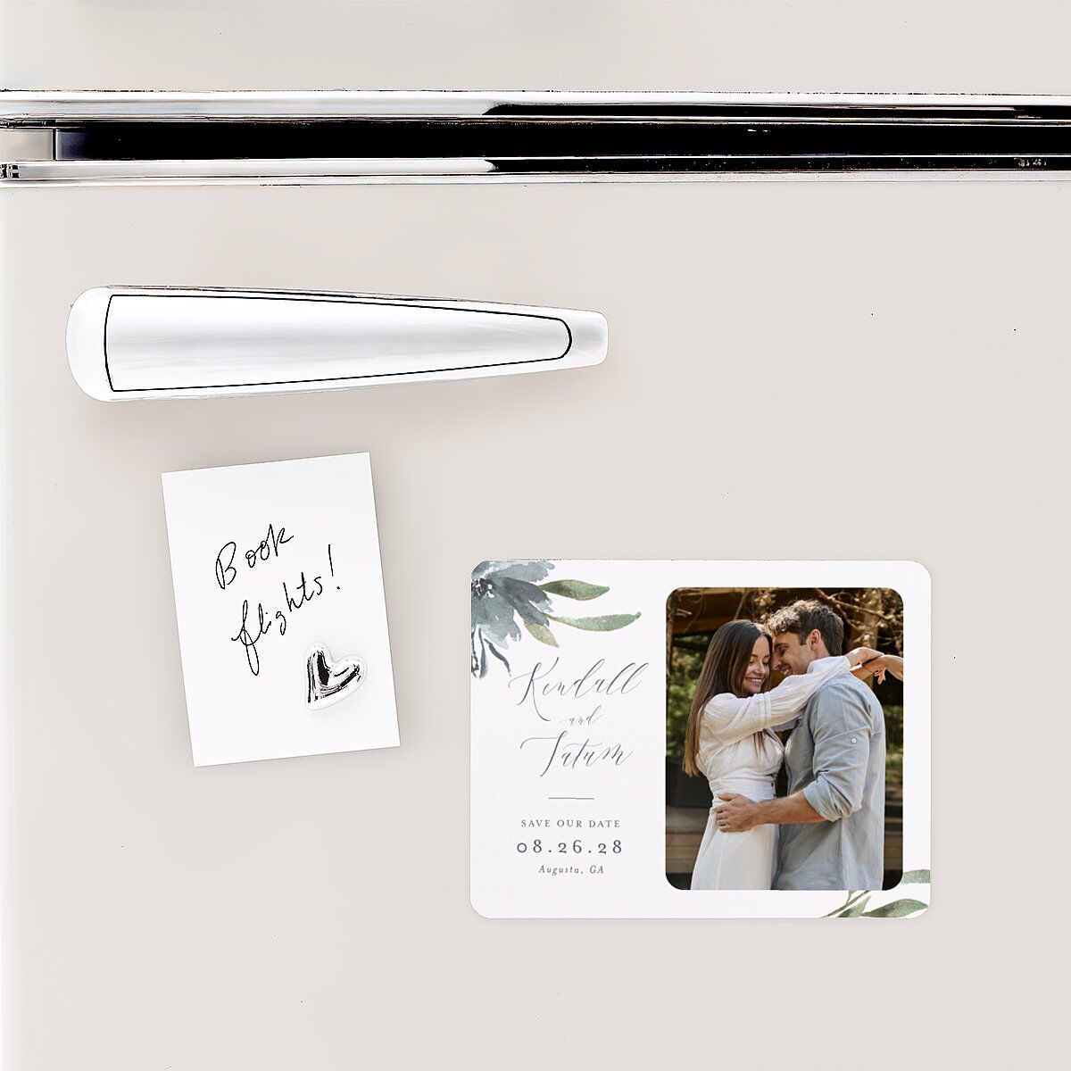 Muted Floral Save The Date Magnets Dusty Blue Magnet Paper