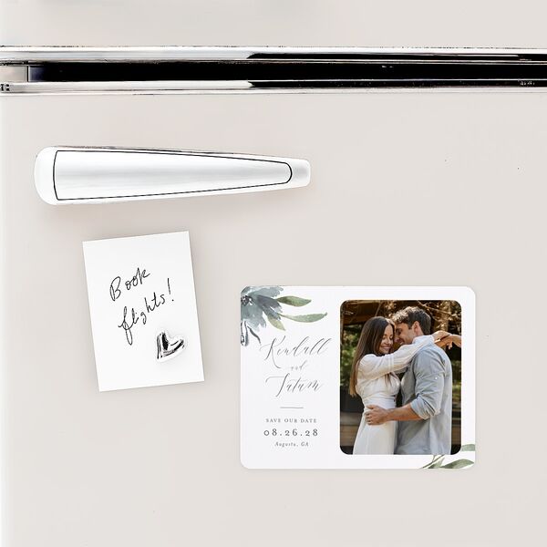 Muted Floral Save The Date Magnets Dusty Blue Magnet Paper