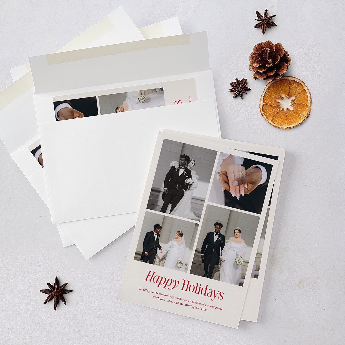 Simply Happy Holiday Cards Ruby Signature Blank Portrait Standard