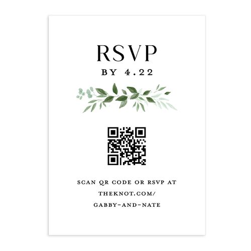 Greenery Frame Foil QR Code RSVP Cards Pure White Signature Standard