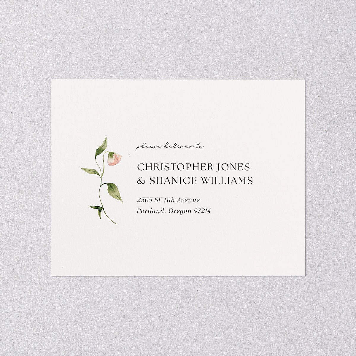 Pastel Garden All-in-One Wedding Invitations Pink Cotton Signature Light Both Recipient and Return Addresses No