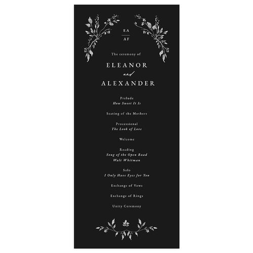 Timeless Floral Wedding Programs Charcoal Signature