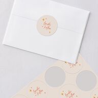 Groovy Lines Wedding Stickers Coral Pink Circle