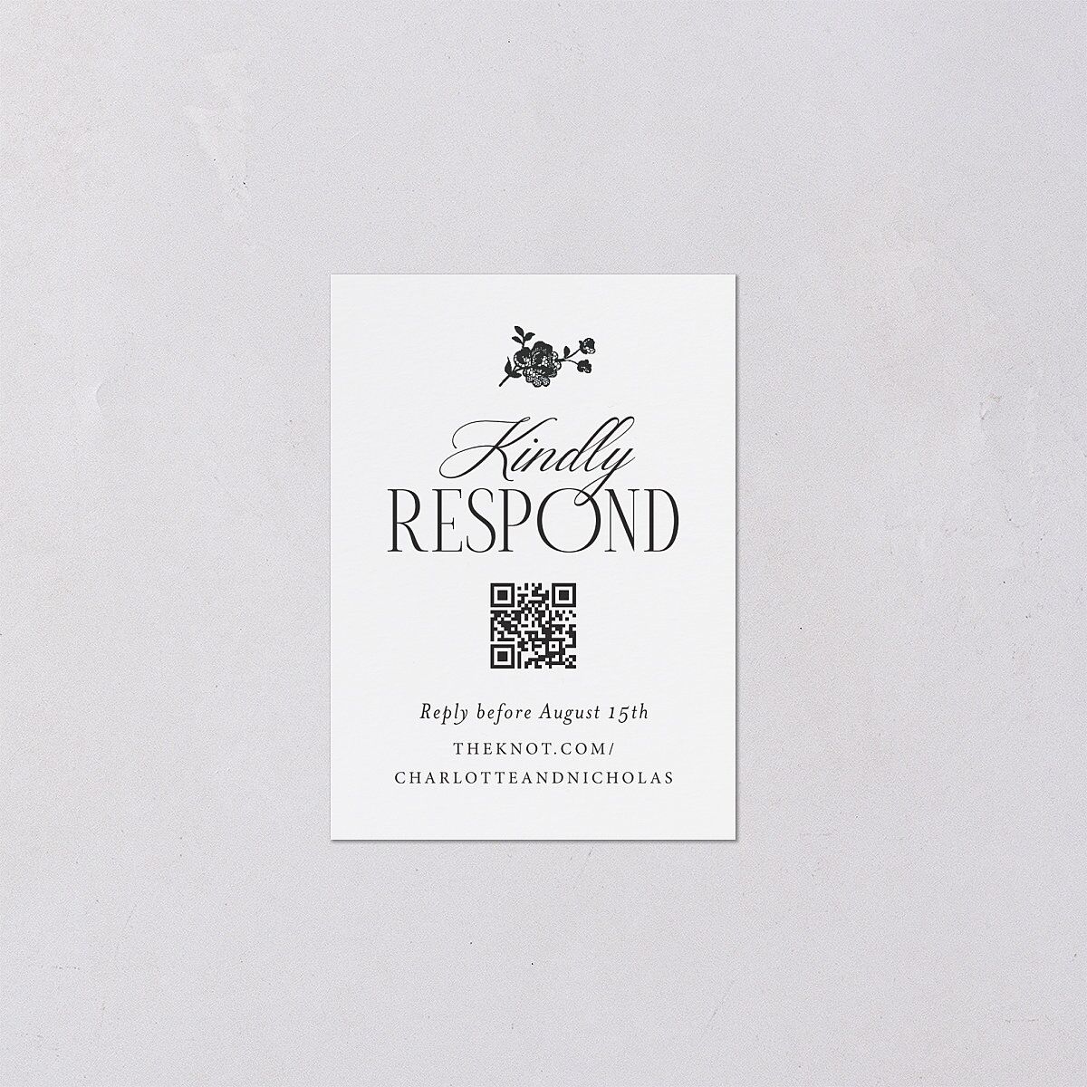 Old Money Botanical QR Code RSVP Cards Pure White Signature Standard