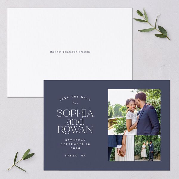 Classic Stack Save The Date Cards Midnight Navy Signature smooth Blank No Standard