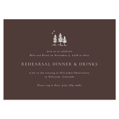 Aspen Rehearsal Dinner Invitations Deep Bronze Signature Blank Standard