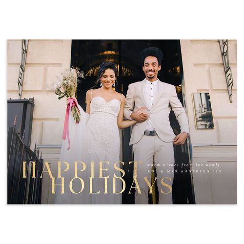Happiest Holidays Holiday Cards Gold Merlot Signature