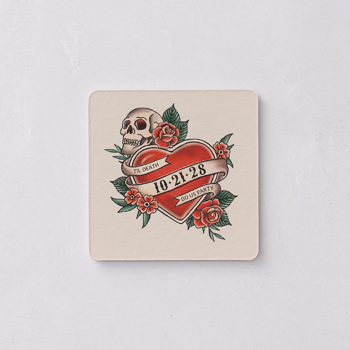 Til Death Tattoos Coasters Linen Cardboard Soft Square