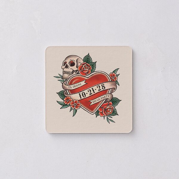 Til Death Tattoos Coasters Linen Cardboard Soft Square