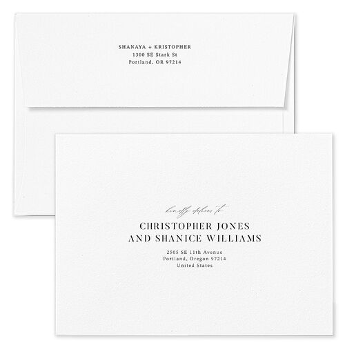 Elegant Gallery Tri Photo Wedding Invitation Envelopes Rose Pure White Return Address Standard Signature