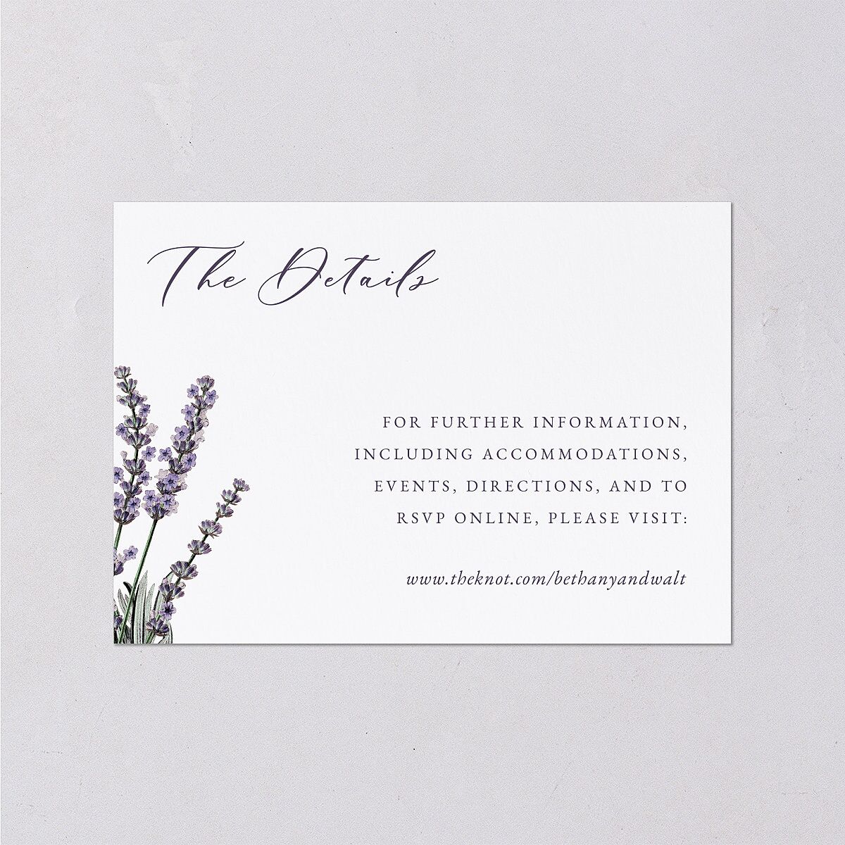 Vintage Lavender Wedding Enclosure Cards — view 1