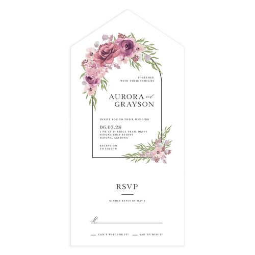 Bohemian Arch All-in-One Wedding Invitations Soft Berry Signature Light Both Recipient and Return Addresses No