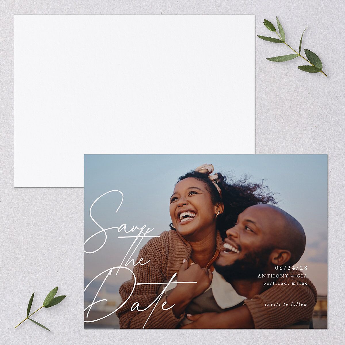 Corner Date Save the Date Cards — view 1