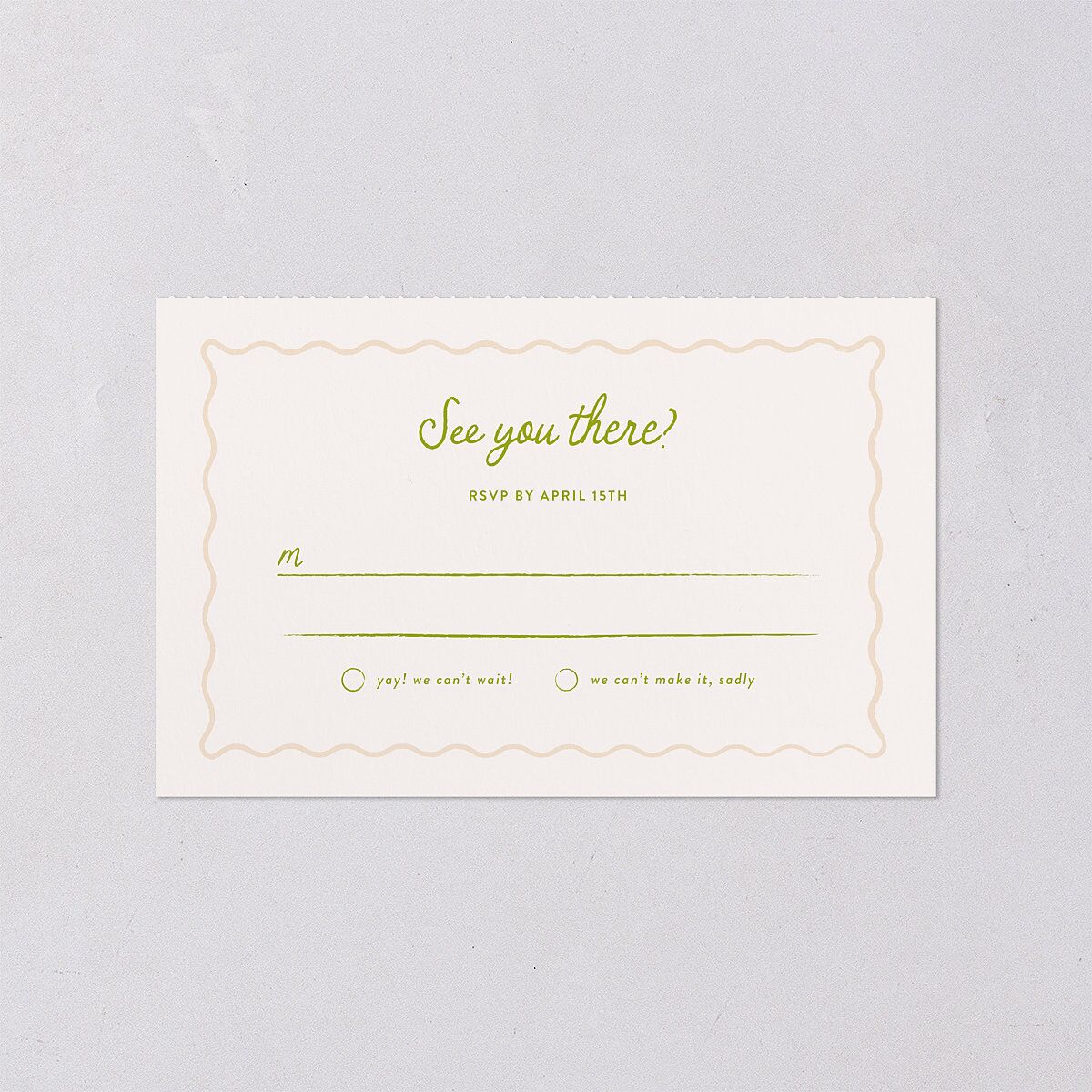 Eclectic Painted Stripes All-in-One Wedding Invitations Pear Signature Light Both Recipient and Return Addresses No
