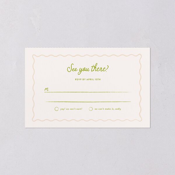 Eclectic Painted Stripes All-in-One Wedding Invitations Pear Signature Light Both Recipient and Return Addresses No