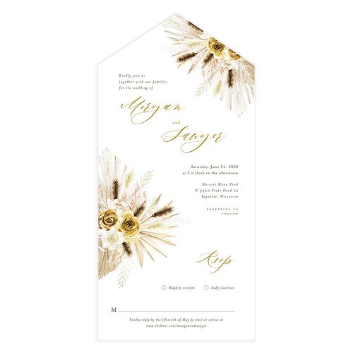 Western Floral All-in-One Wedding Invitations Umber Signature Light Both Recipient and Return Addresses No