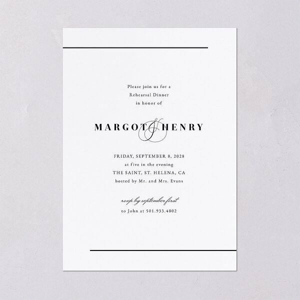 Classic Monogram Rehearsal Dinner Invitations Pure White Signature Blank