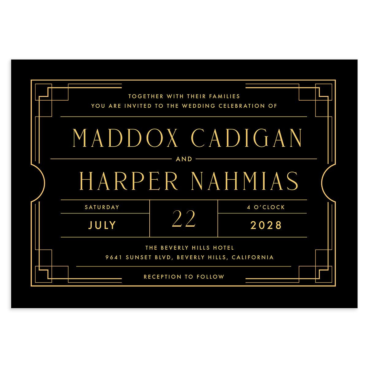 Vintage Hollywood Wedding Invitations