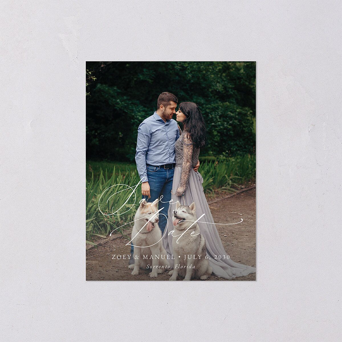 Curved Garland Save the Date Petite Cards Champagne Signature smooth Blank No Standard