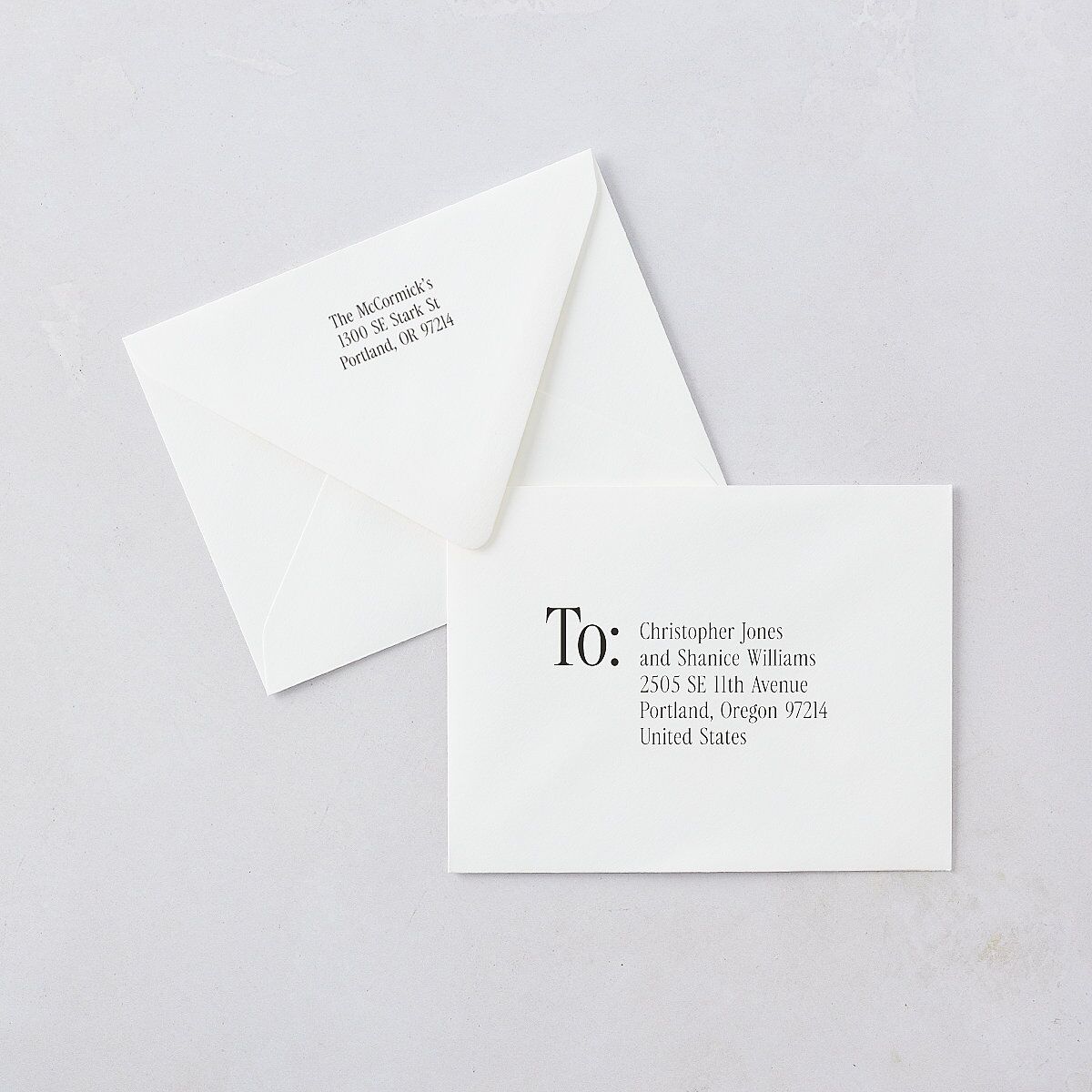 Timeless Happy Holiday Photo Thank You Card Euro Envelopes White Pure White Both Recipient and Return Addresses Luxe Signature