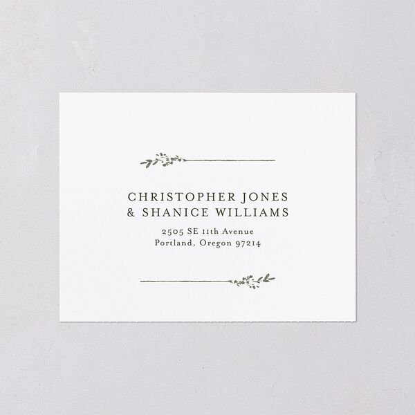 Rustic Branch Frame All-in-One Wedding Invitations Pure White Signature Light Both Recipient and Return Addresses No