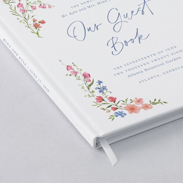 Fairytale Wildflower Crest Guest Books Pure White