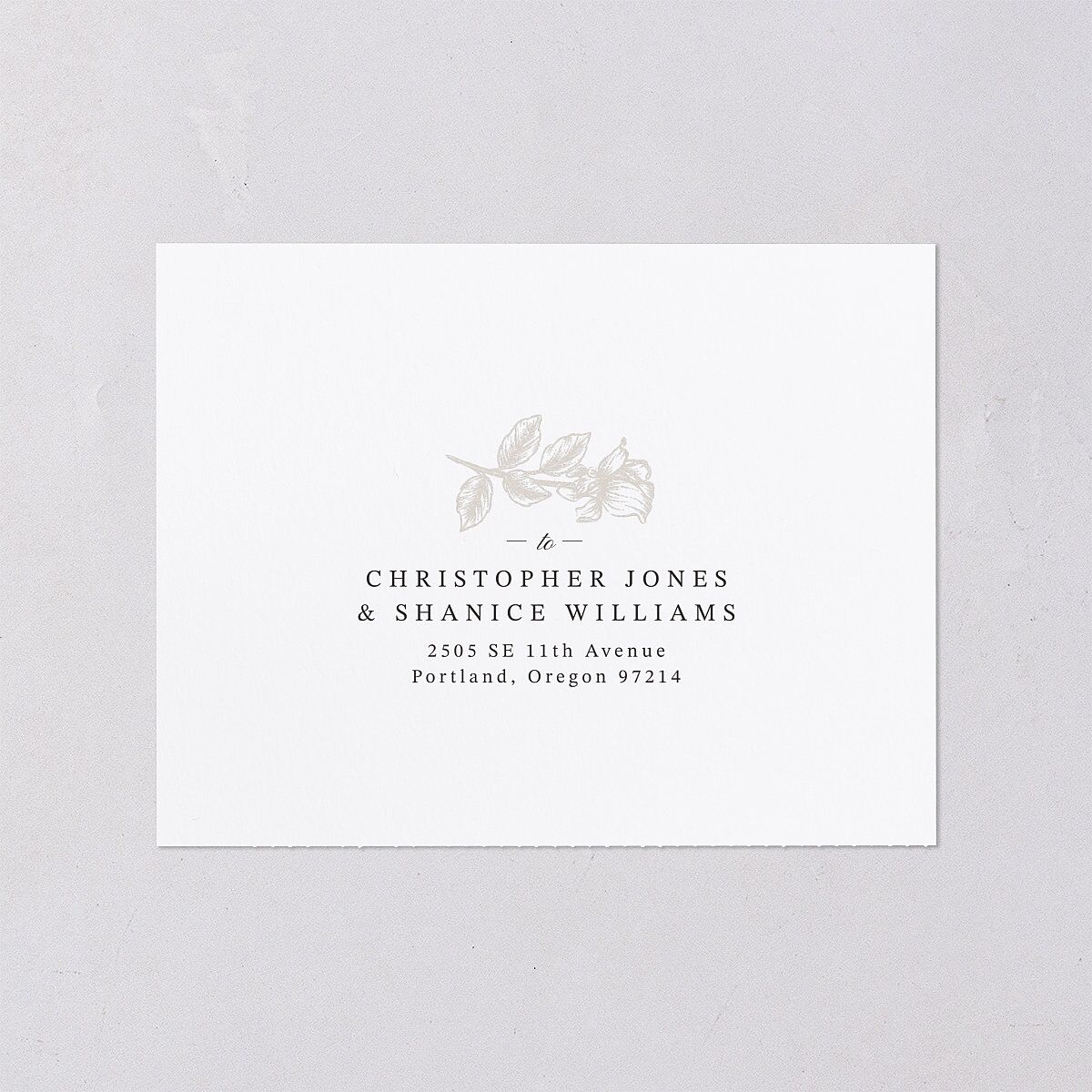 Botanical Luxury All-in-One Wedding Invitations Pure White Signature Light Both Recipient and Return Addresses No