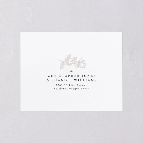 Botanical Luxury All-in-One Wedding Invitations Pure White Signature Light Both Recipient and Return Addresses No