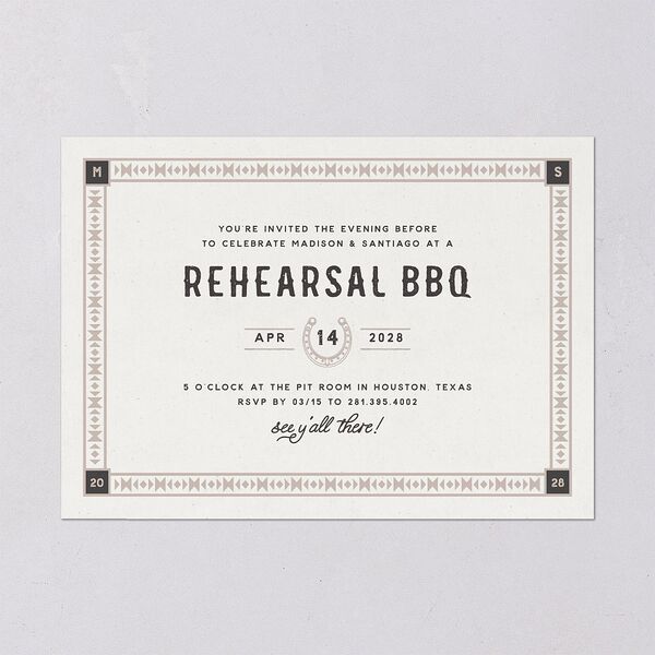 Hitched in Texas Rehearsal Dinner Invitations Charcoal Signature Blank Standard