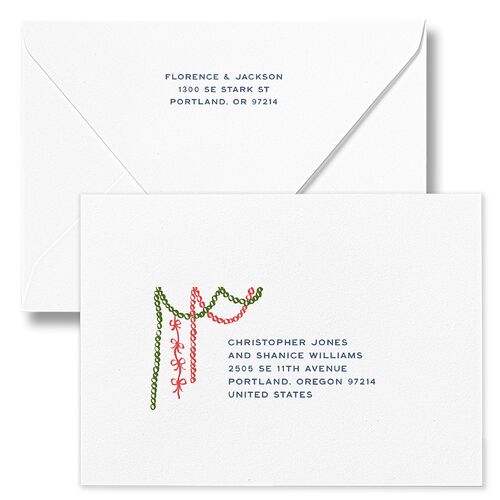 Happy Holidays Grid Pattern Photo Holiday Card Euro Envelopes White Regency Blue Both Recipient and Return Addresses Luxe Signature