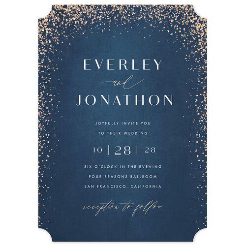 Sparkling Romance Wedding Invitations Moody Blue Signature Blank No Ticket