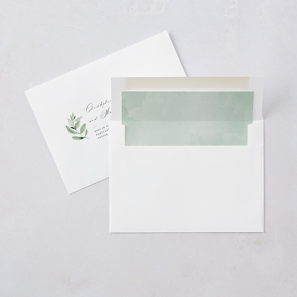 Shining Greenery Save the Date Cards Gold Off-White Signature smooth Blank No Standard
