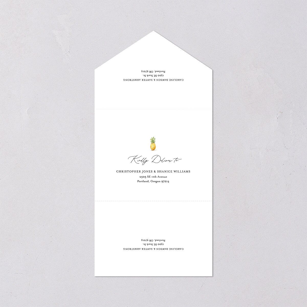 Charming Charleston All-in-One Wedding Invitations Pure White Signature Light Both Recipient and Return Addresses No