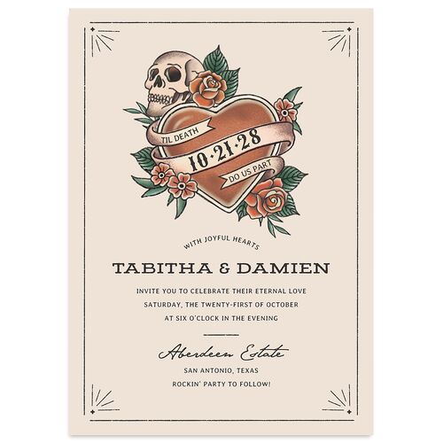 Til Death Tattoos Wedding Invitations Copper Signature Blank No Standard