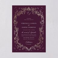 Formal Opulent Frame Wedding Invitations Bordeaux Gold No Signature Blank