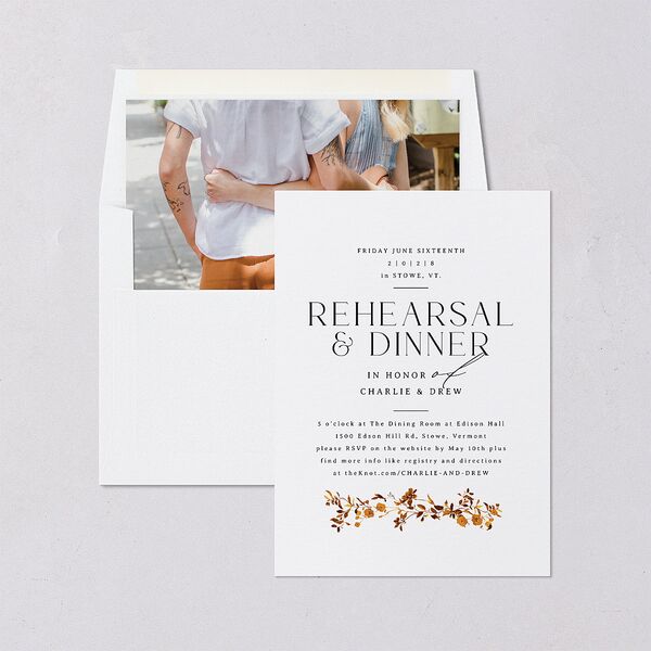 Simple Vine Rehearsal Dinner Invitations Terracotta Signature Blank