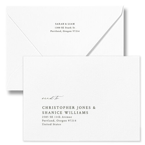Elevated Minimalist Ampersand Wedding Invitation Euro Envelopes White Scottish Green Both Recipient and Return Addresses Luxe Signature