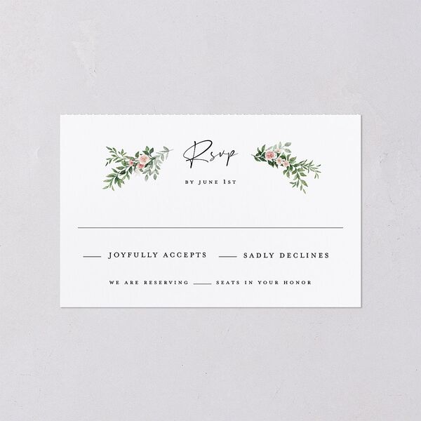 Floral Arc All-in-One Wedding Invitations Shell Pink Signature Light Both Recipient and Return Addresses No