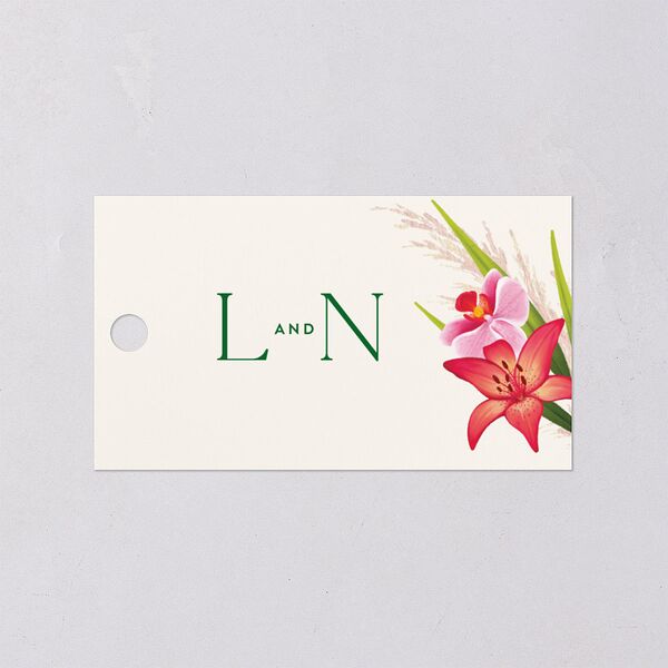 Hawaiian Tropical Orchid Oval Favor Gift Tags Crimson Signature